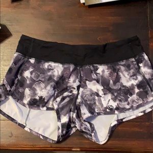 Black floral lululemon speed short! So cute!